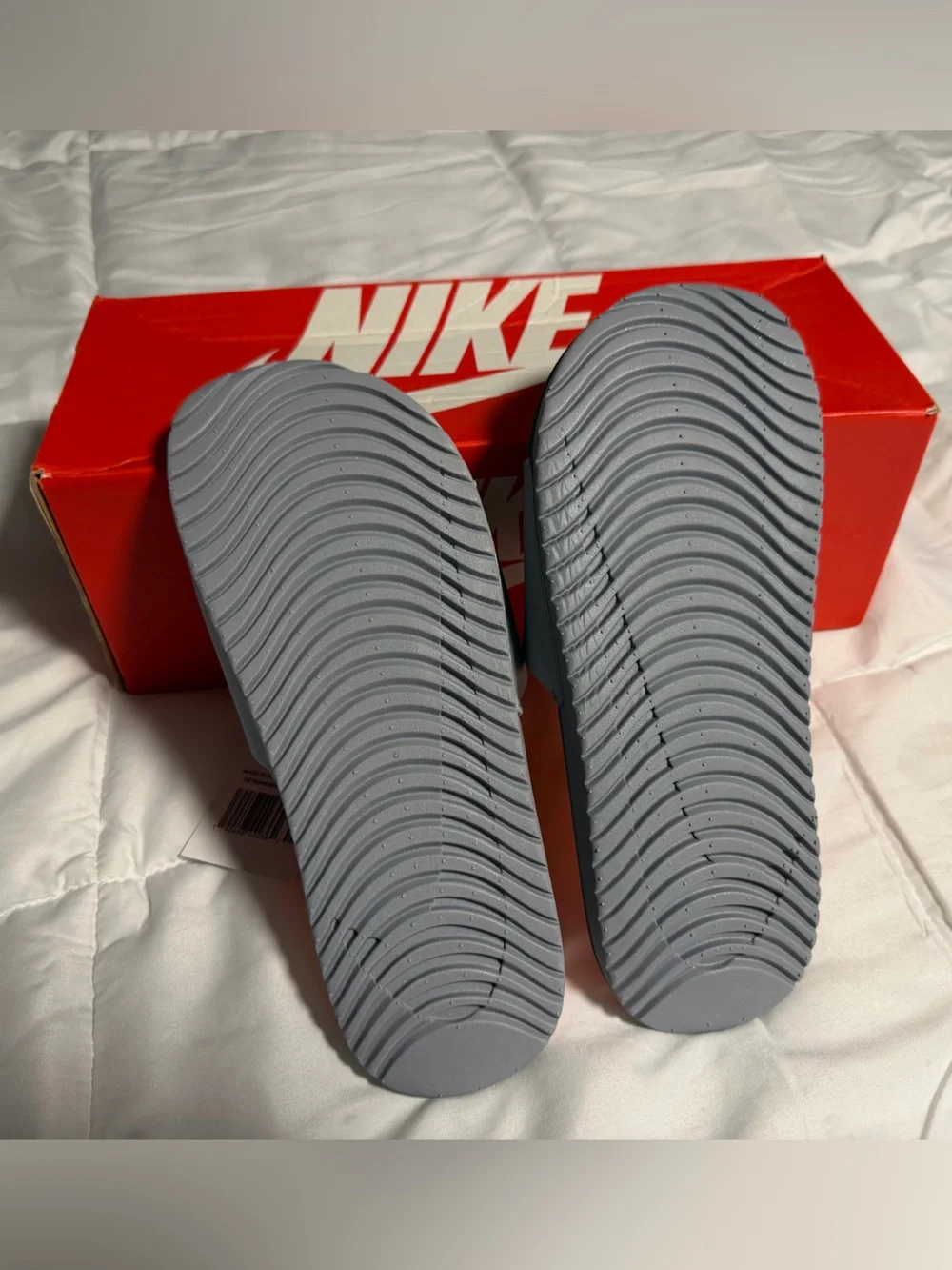 NEW Nike Kawa Slide Kids' Orange and Gray Slip-On Sandals - size 6Y